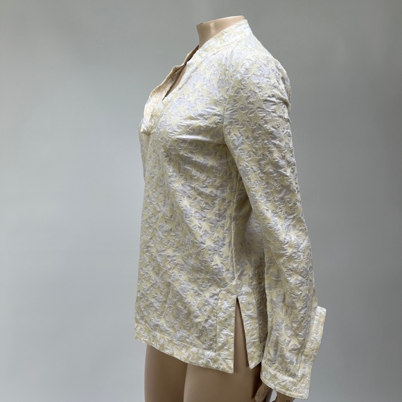TORY BURCH Women's Shirt 0 Small Blouse Embroidered Stars cream L/S Top GG23 - Picture 2 of 6